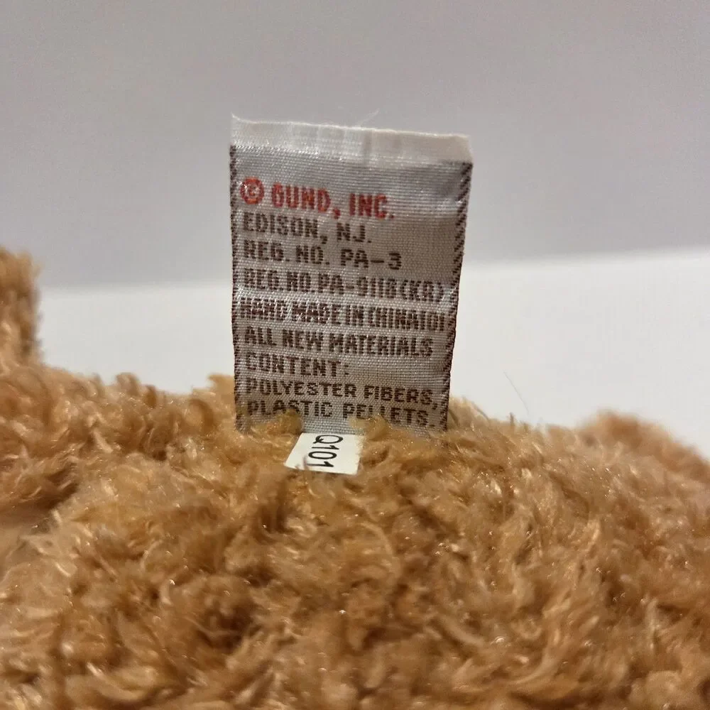 Gund Puppy Dog Plush 13039 Plush Gus Kirby Brown Patch Spot Bow 10
